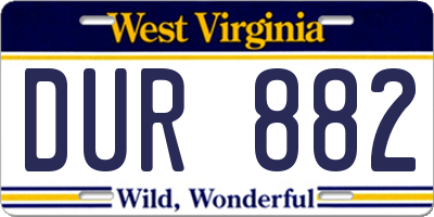 WV license plate DUR882