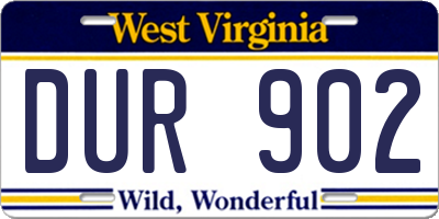 WV license plate DUR902