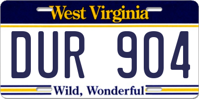 WV license plate DUR904