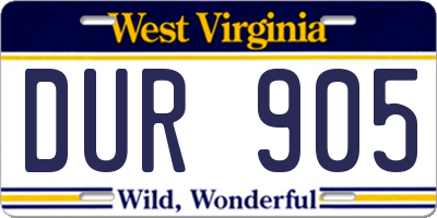 WV license plate DUR905