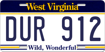 WV license plate DUR912