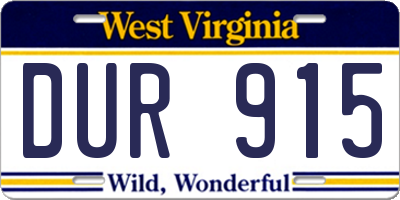 WV license plate DUR915