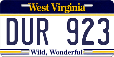 WV license plate DUR923