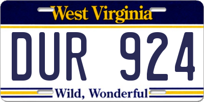 WV license plate DUR924
