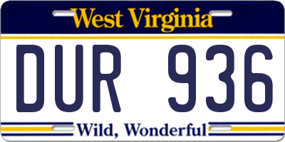 WV license plate DUR936