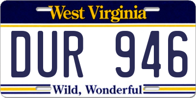 WV license plate DUR946