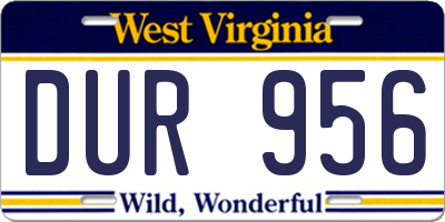 WV license plate DUR956