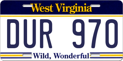 WV license plate DUR970