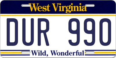 WV license plate DUR990