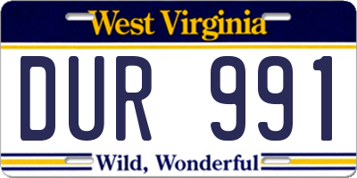 WV license plate DUR991