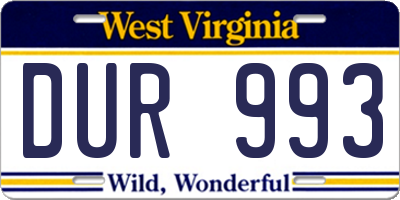 WV license plate DUR993