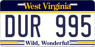 WV license plate DUR995