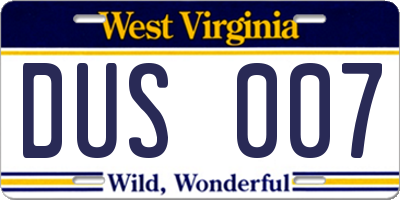 WV license plate DUS007