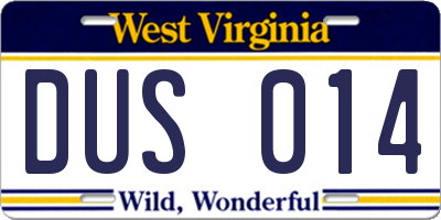 WV license plate DUS014