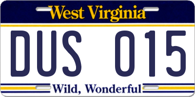 WV license plate DUS015