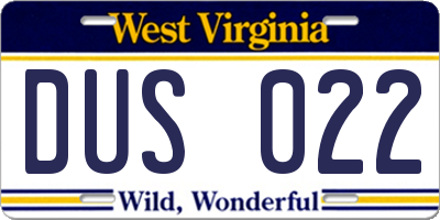 WV license plate DUS022