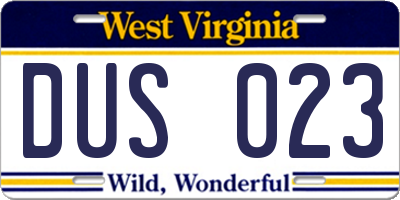 WV license plate DUS023