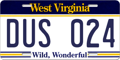 WV license plate DUS024