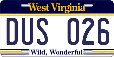WV license plate DUS026