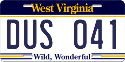 WV license plate DUS041