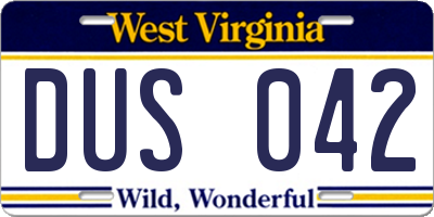 WV license plate DUS042
