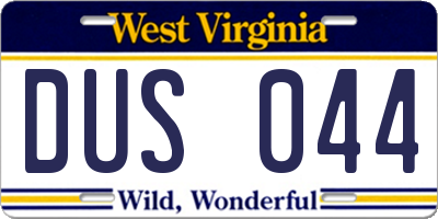 WV license plate DUS044
