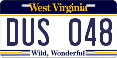 WV license plate DUS048
