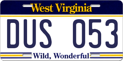 WV license plate DUS053