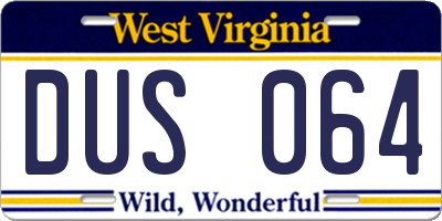 WV license plate DUS064