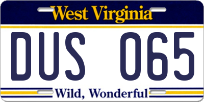 WV license plate DUS065