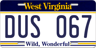 WV license plate DUS067