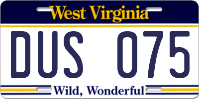 WV license plate DUS075