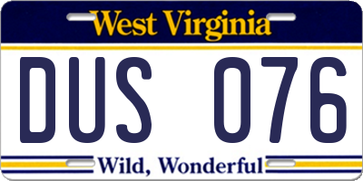 WV license plate DUS076