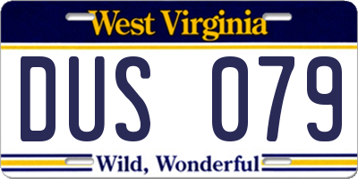 WV license plate DUS079