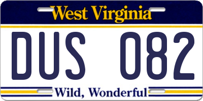 WV license plate DUS082