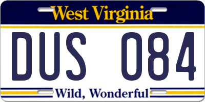 WV license plate DUS084