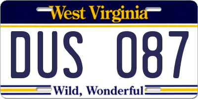 WV license plate DUS087