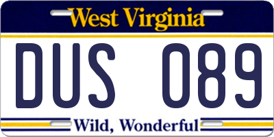 WV license plate DUS089