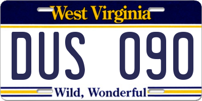 WV license plate DUS090