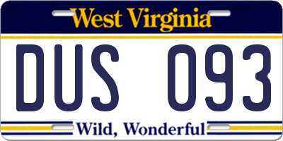 WV license plate DUS093