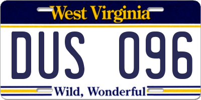 WV license plate DUS096