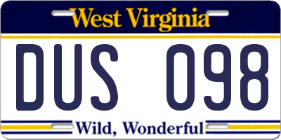 WV license plate DUS098
