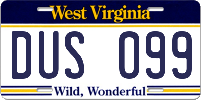 WV license plate DUS099