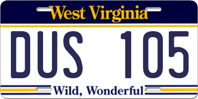 WV license plate DUS105