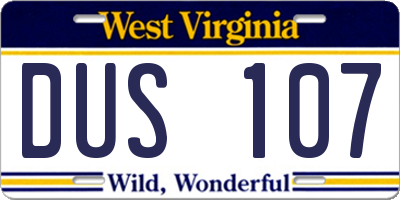 WV license plate DUS107