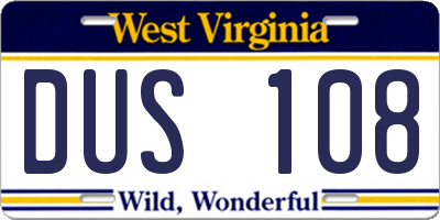 WV license plate DUS108