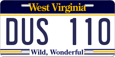 WV license plate DUS110