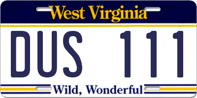 WV license plate DUS111