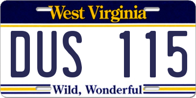 WV license plate DUS115