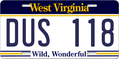 WV license plate DUS118